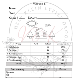 Graad 1 Wiskunde Assessering Kwartaal 4 2023