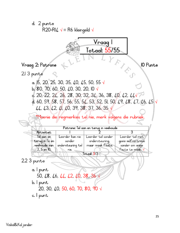 Graad 1 Wiskunde Assessering Kwartaal 4 2023 - Image 2