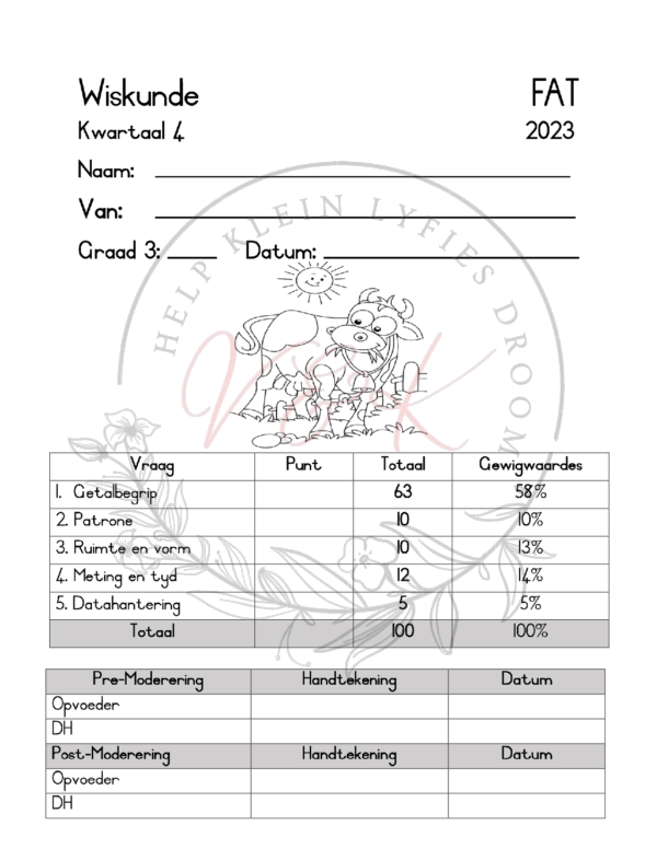 Gr. 3 Wiskunde taak en memo K4 2023