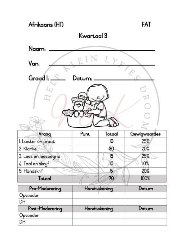 Graad 1 Afrikaans HT Assessering Kwartaal 3 2024