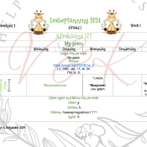 Graad 1 Afrikaans Huis Taal Beplanning en Aktiwiteite Kwartaal 2 2024