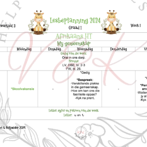 Graad 1 Afrikaans HT Beplanning en Aktiwiteite Kwartaal 3 2024