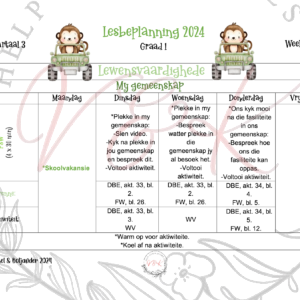 Graad 1 Lewensvaardighede Beplanning en aktiwiteite Kwartaal 3 2024