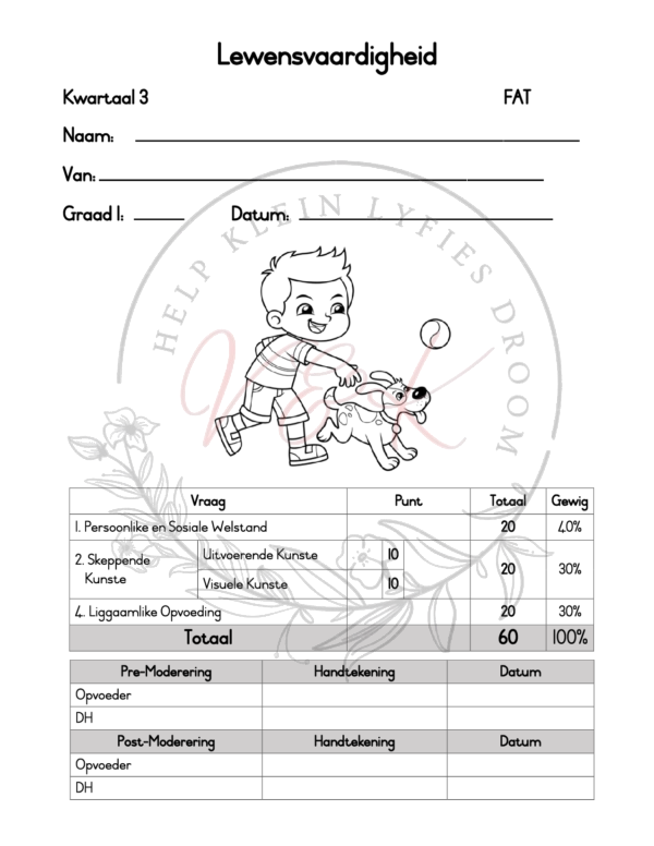 Graad 1 Lewensvaardigheid Assessering Kwartaal 3 2024