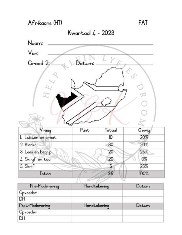 Graad 2 Afrikaans HT Assessering Kwartaal 4 2023