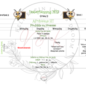 Graad 3 Afrikaans HT Beplanning en Aktiwiteite Kwartaal 4 2023