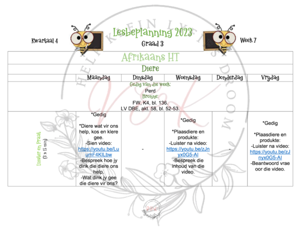 Graad 3 Afrikaans HT Beplanning en Aktiwiteite Kwartaal 4 2023 - Image 4