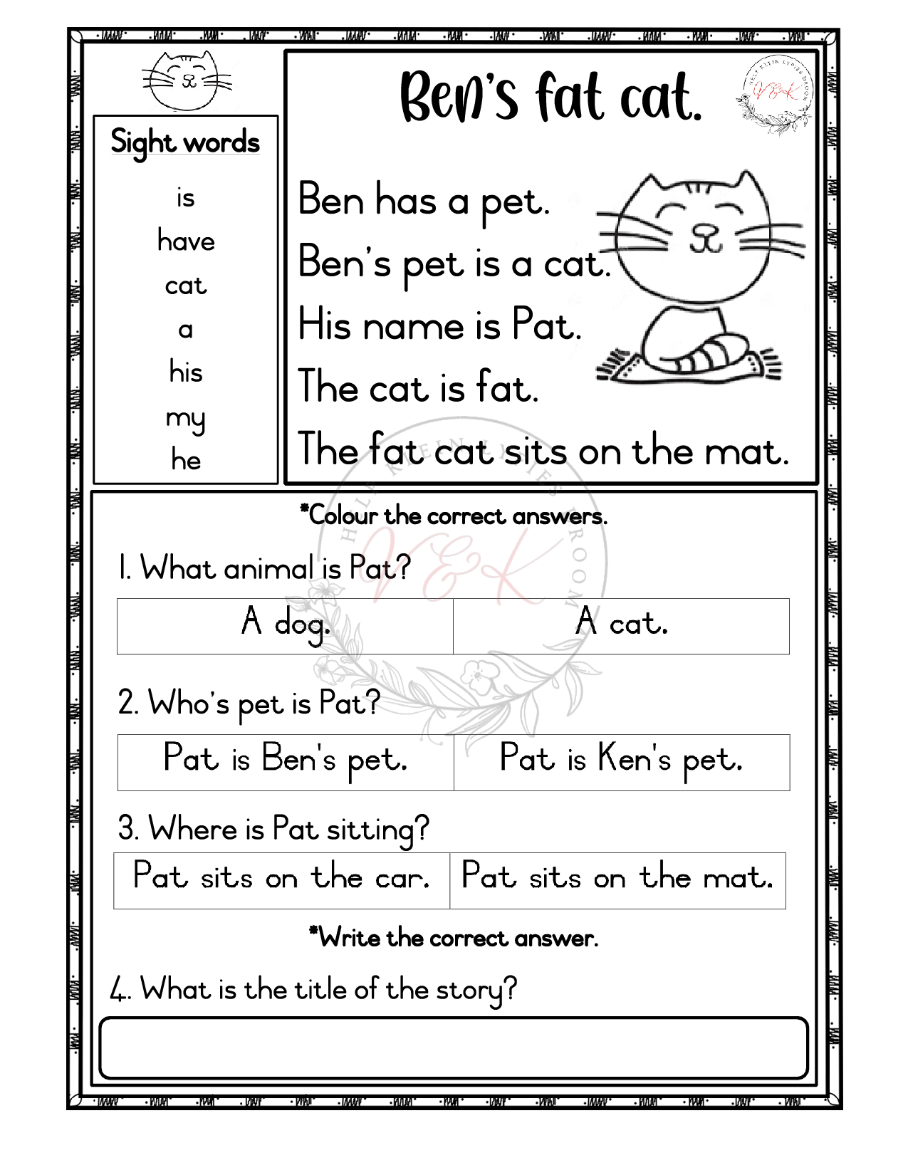 Grade 1 Comprehension Term 3 - Vinkel & Koljander