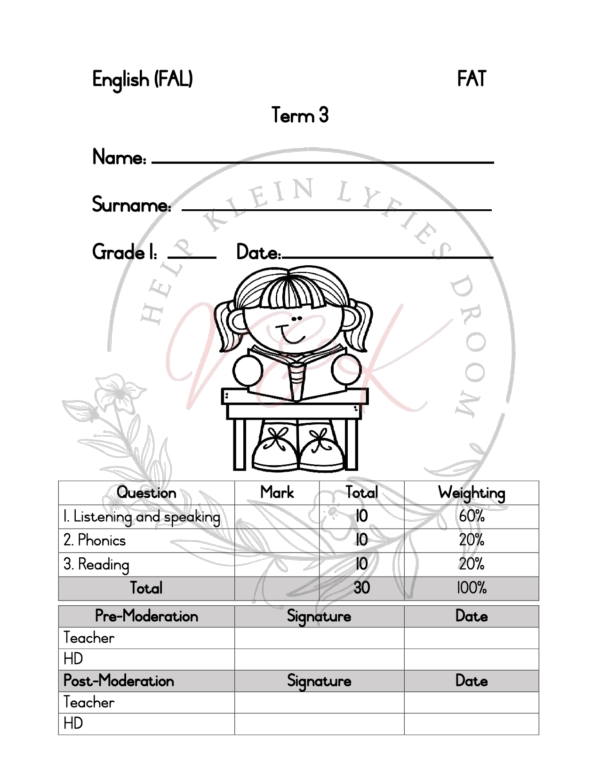 Grade 1 English FAL Assessment Term 3 2024