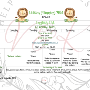 Grade 1 English FAL Lesson Planning and Activities Term 3 2024