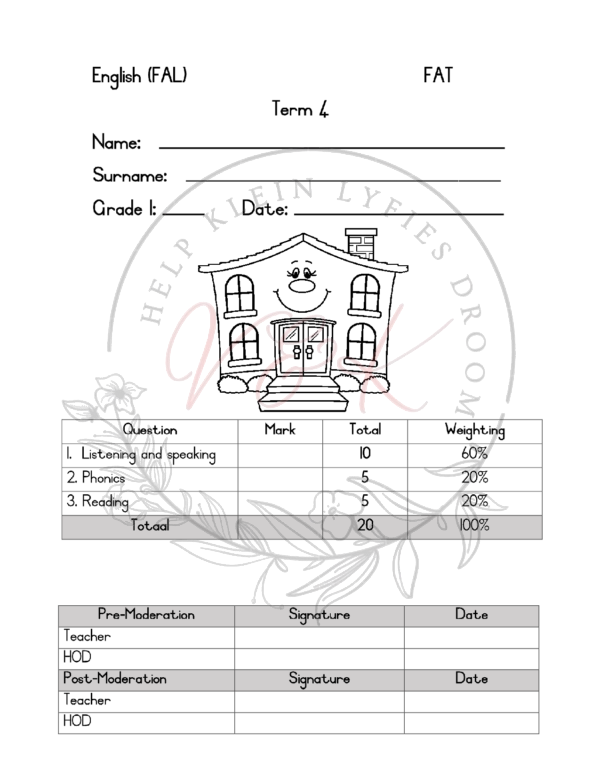 Grade 1 English Assessment Term 4 2023