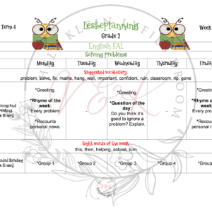 Grade 2 English FAL Planning and Activities Term 4 2023