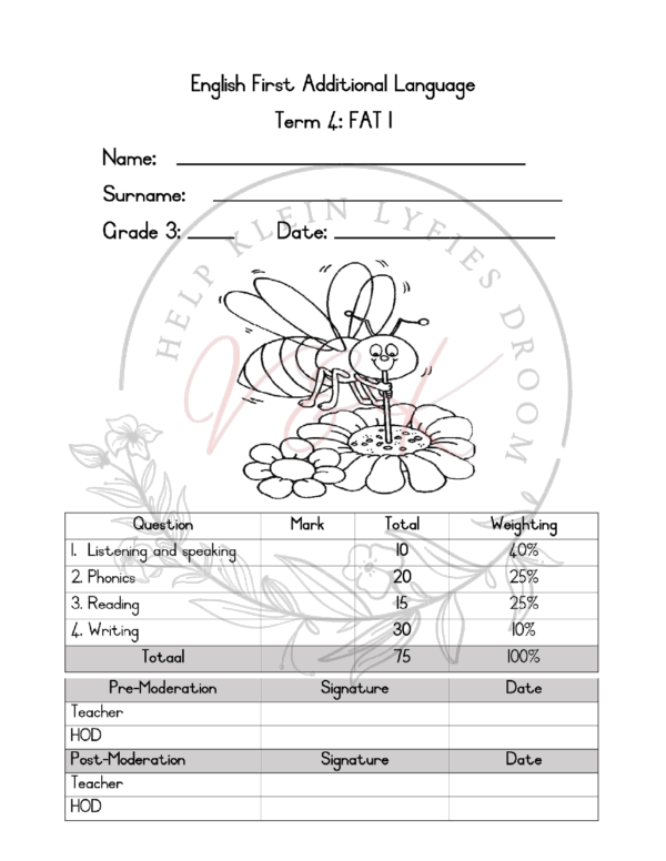 Grade 3 English FAL Assessment Term 4 2023