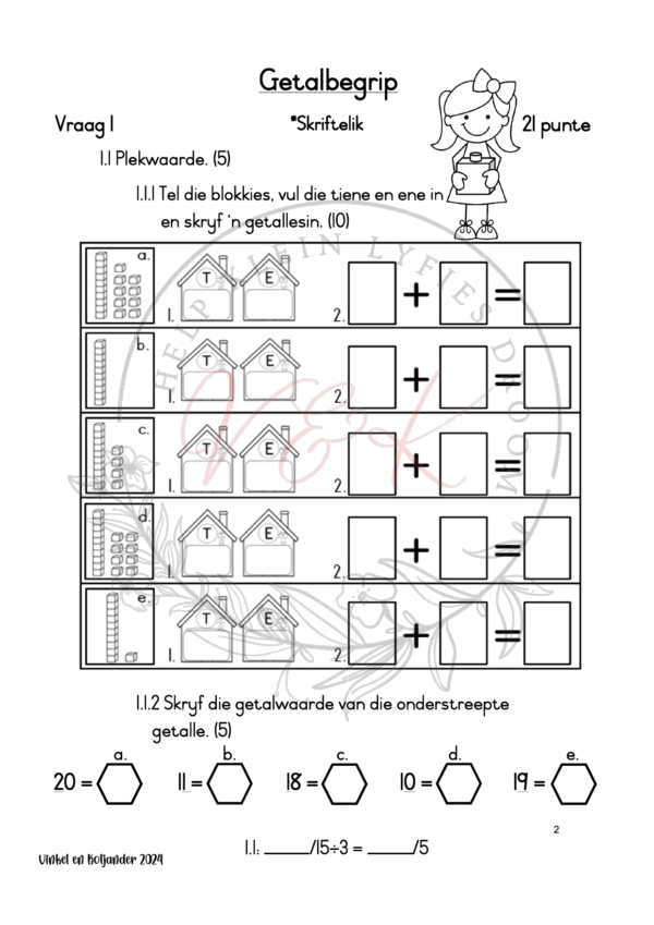 Graad 1 Wiskunde Formle Assesserings Taak Kwartaal 4 2024 - Image 2