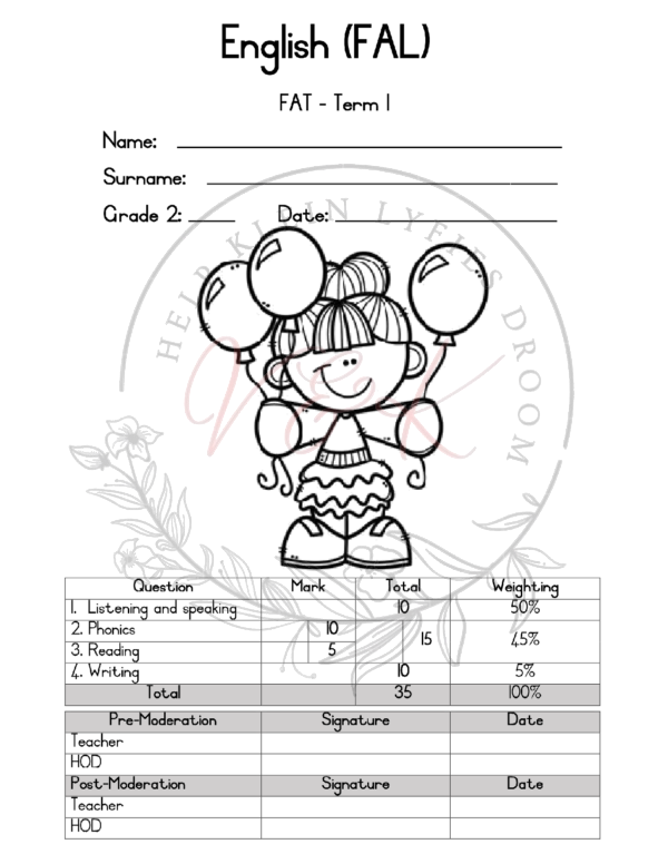 Grade 2 English First Additional Language Formal Assessment Task Term 1 2024 