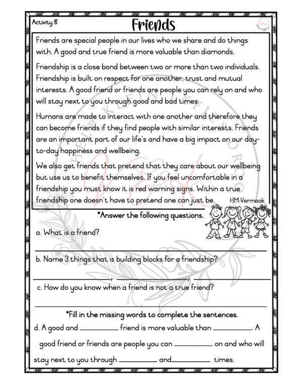 Grade 3 English First Additional Language Term 1 Comprehension Worksheets - Image 2