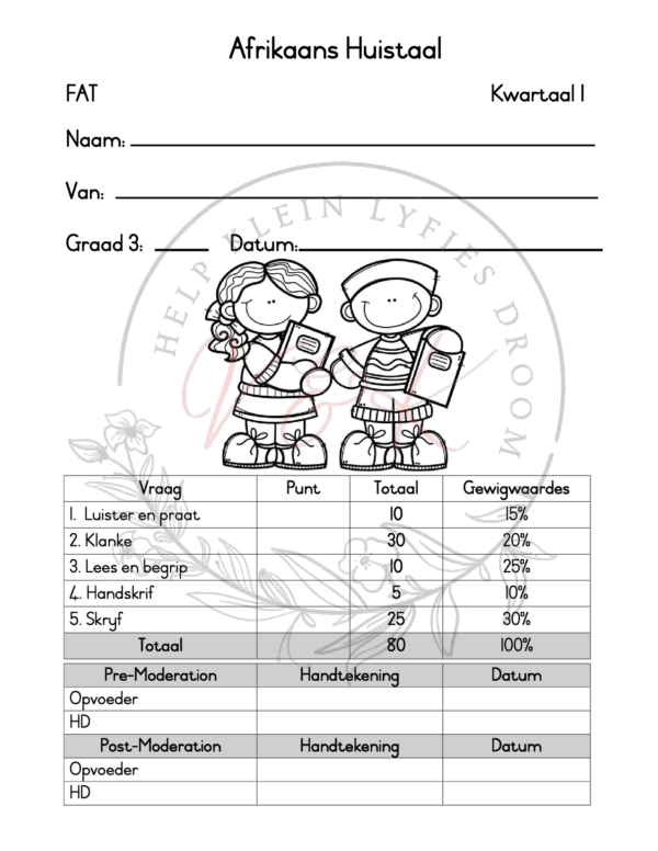 Graad 3 Afrikaans Huistaal Formele Assesserings Taak Kwartaal 1 2025