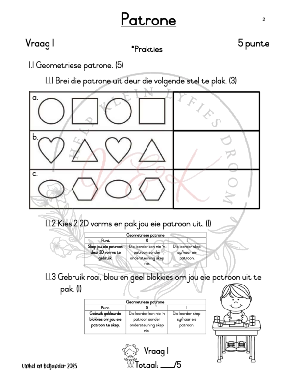 Graad 1 Wiskunde Formele Assesserings Taak Kwartaal 1 2025 - Image 3