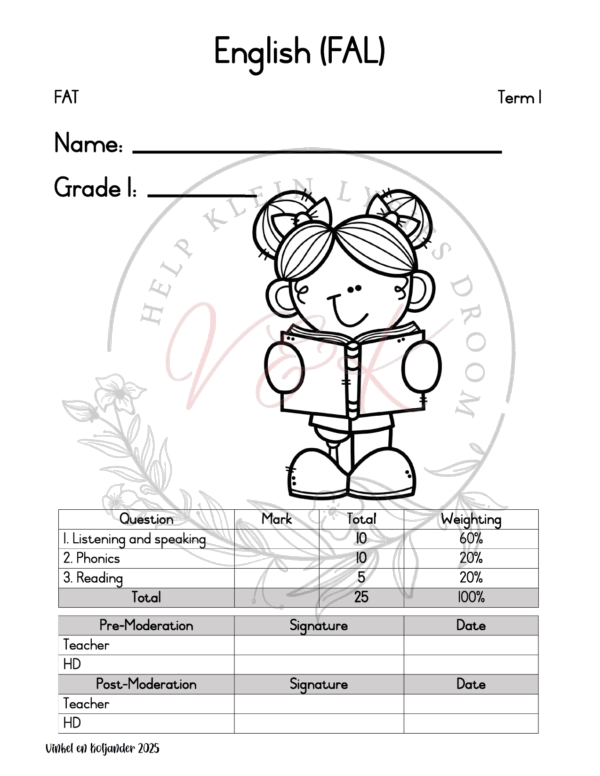 Grade 1 English First Additional Language Formal Assessment Task Term 1 2025