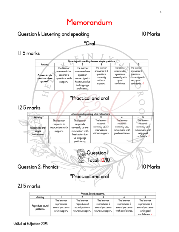 Grade 1 English First Additional Language Formal Assessment Task Term 1 2025 - Image 3