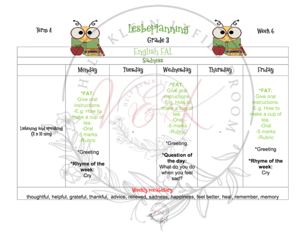 Grade 3 English FAL Planning and Activities Term 4 2023 - Image 4