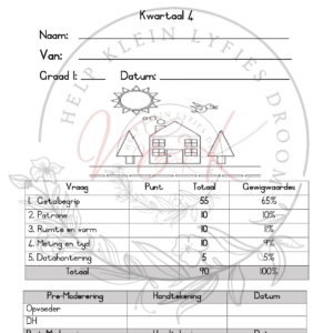 Graad 1 Wiskunde Assessering Kwartaal 4 2023