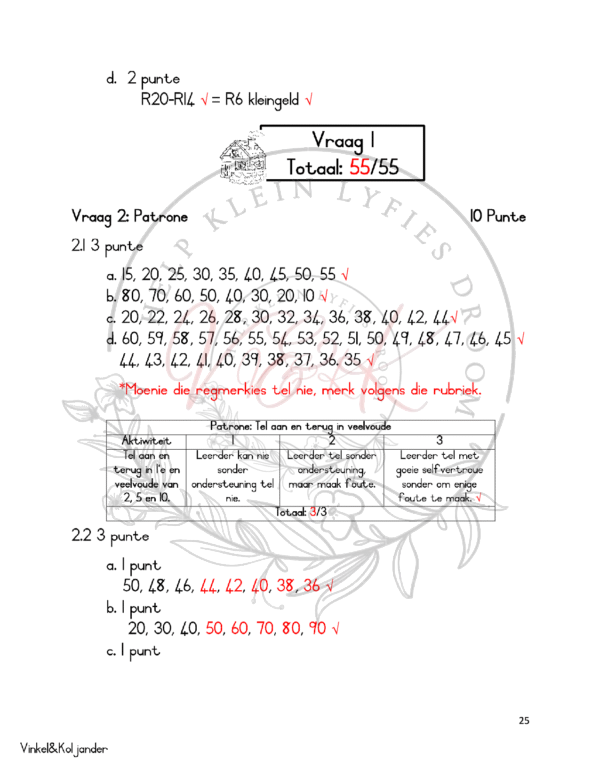 Graad 1 Wiskunde Assessering Kwartaal 4 2023 - Image 2