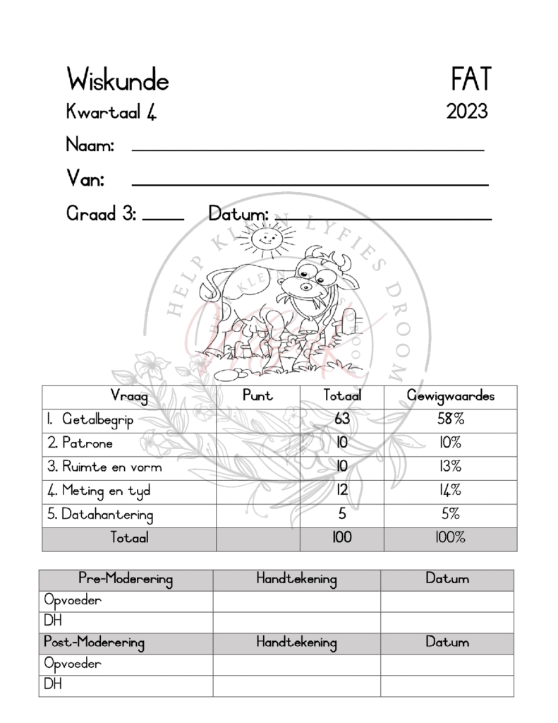Gr. 3 Wiskunde taak en memo K4 2023