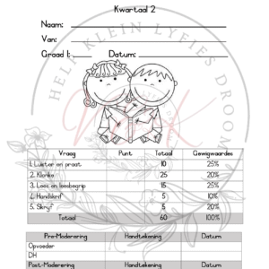 Graad 1 Afrikaans HT Assessering Kwartaal 2 2024