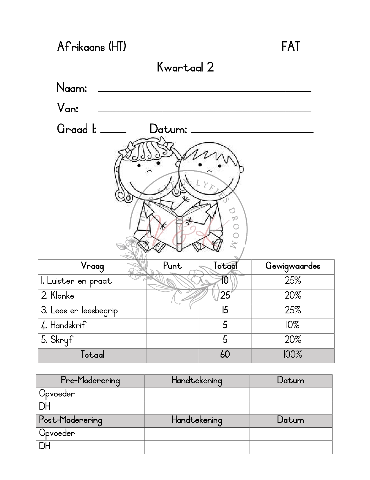 Graad 1 Afrikaans HT Assessering Kwartaal 2 2024