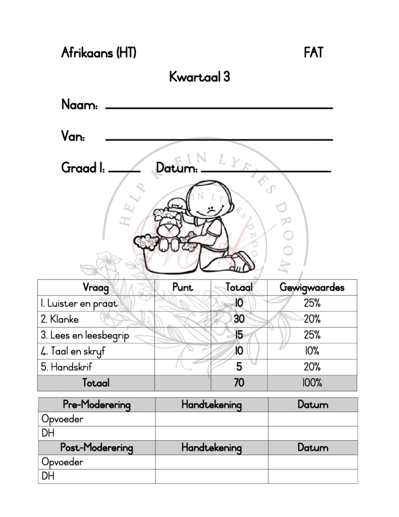 Graad 1 Afrikaans HT Assessering Kwartaal 3 2024