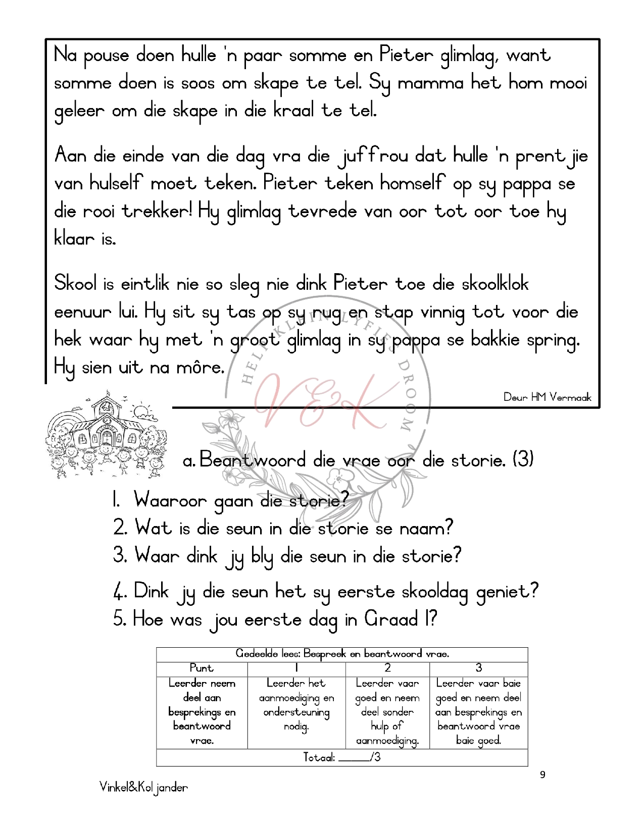 Graad 1 Afrikaans Huis Taal Basislyn Assessering 2024 - Image 2