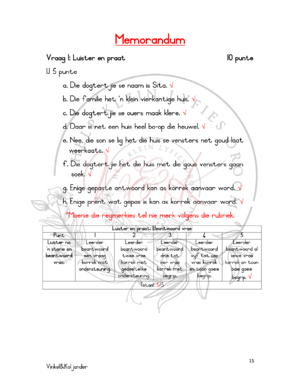 Graad 1 Afrikaans HT Assessering Kwartaal 4 2023 - Image 2