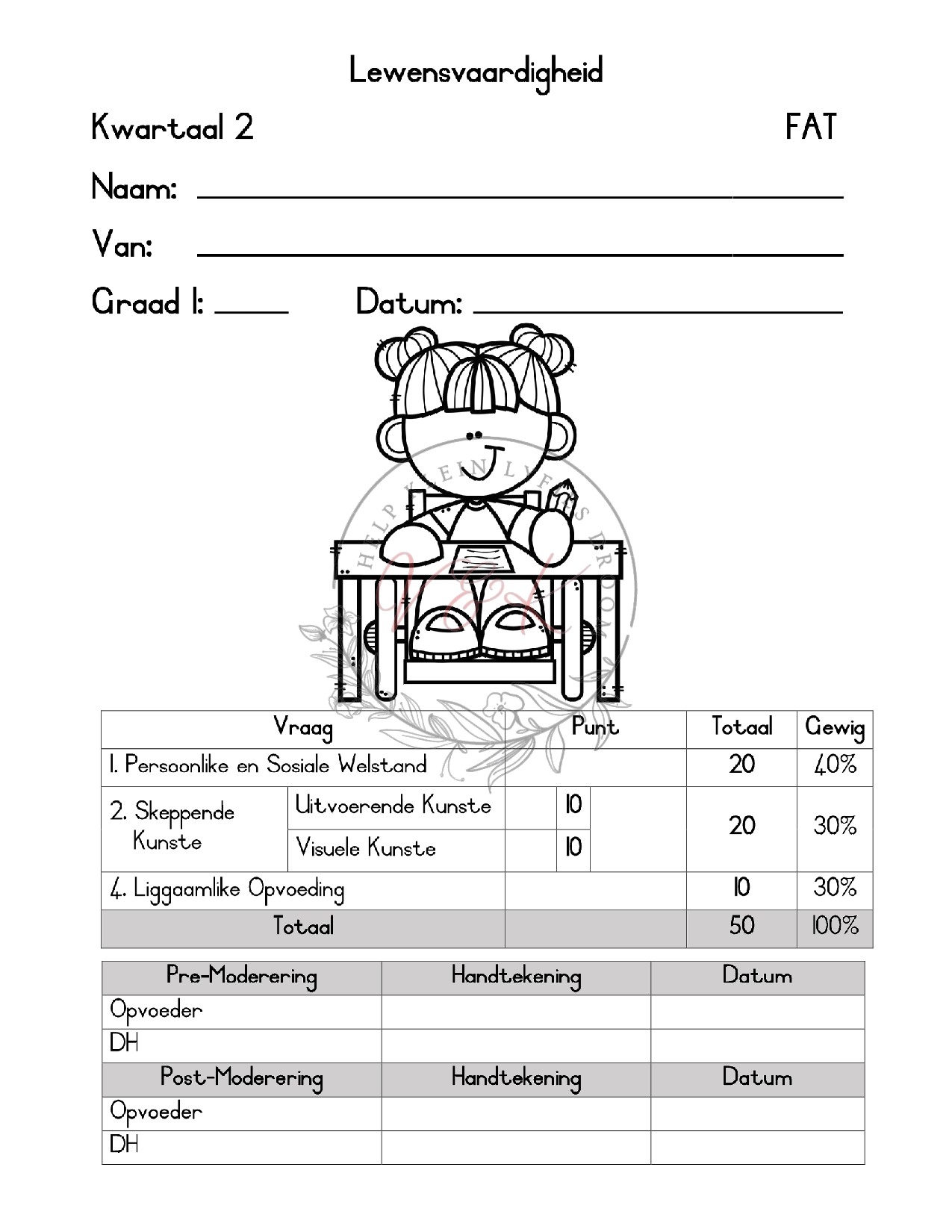 Graad 1 Lewensvaardigheid Assessering Kwartaal 2 2024
