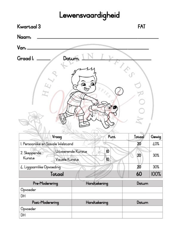Graad 1 Lewensvaardigheid Assessering Kwartaal 3 2024