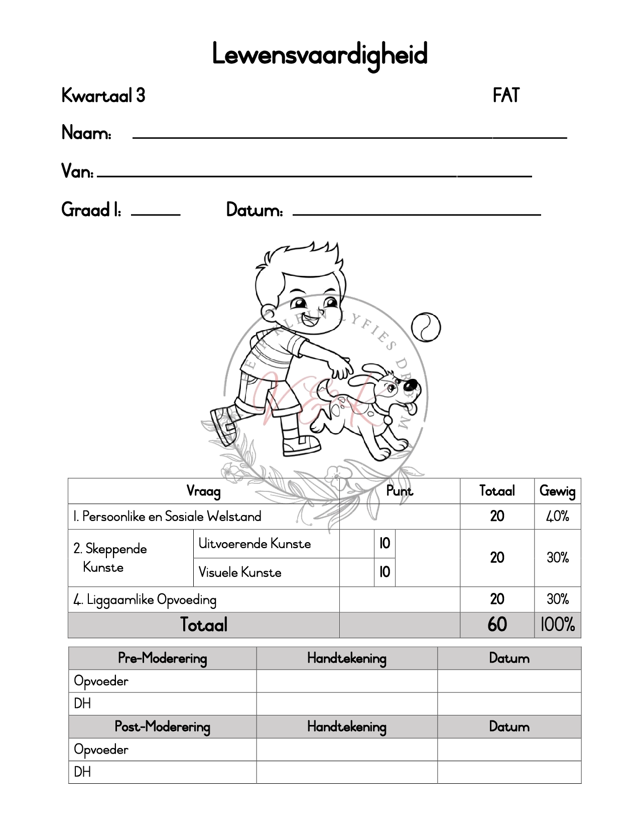 Graad 1 Lewensvaardigheid Assessering Kwartaal 3 2024