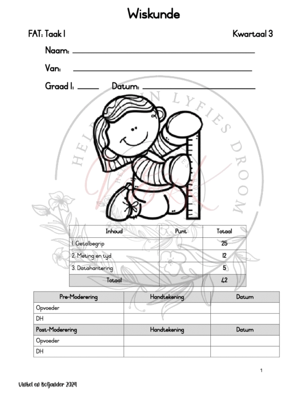 Graad 1 Wiskunde Assessering Kwartaal 3 2024