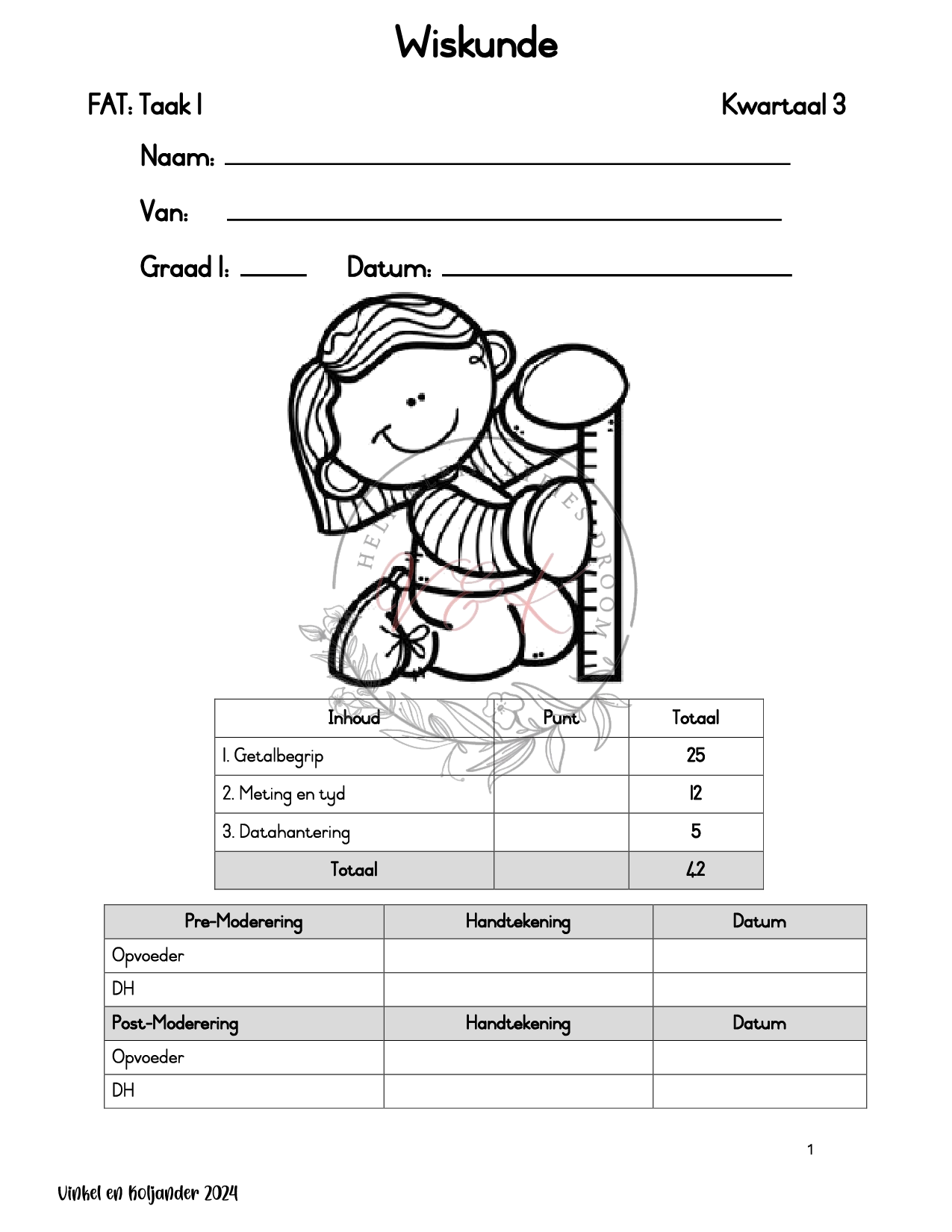 Graad 1 Wiskunde Assessering Kwartaal 3 2024