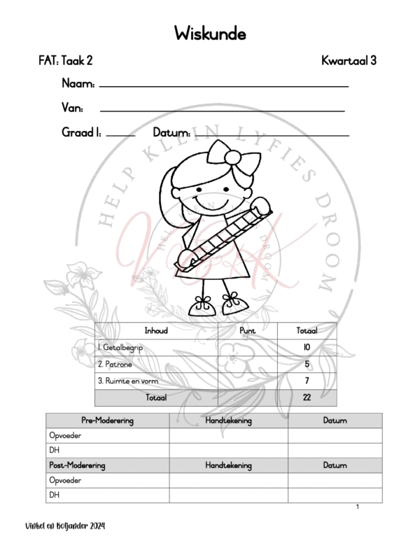 Graad 1 Wiskunde Assessering Kwartaal 3 2024 - Image 2
