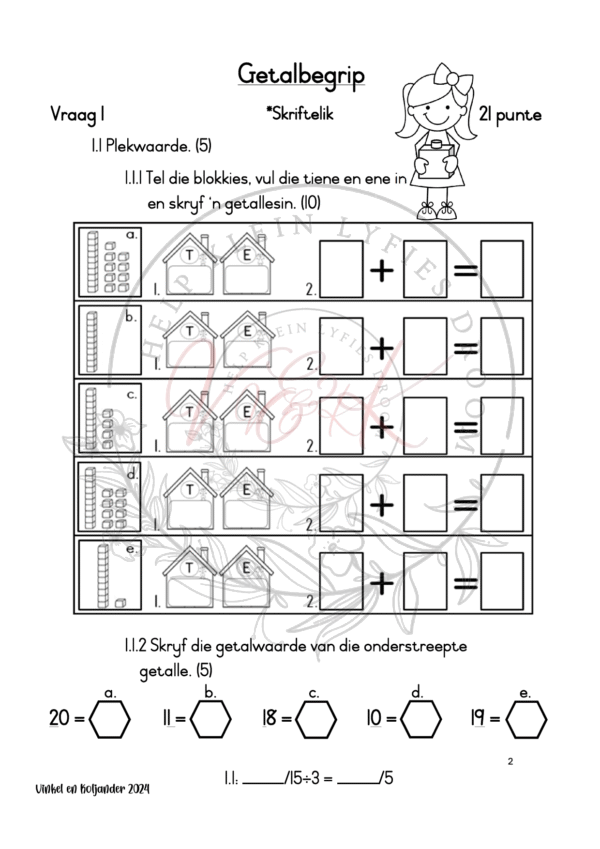 Graad 1 Wiskunde Formle Assesserings Taak Kwartaal 4 2024 - Image 2