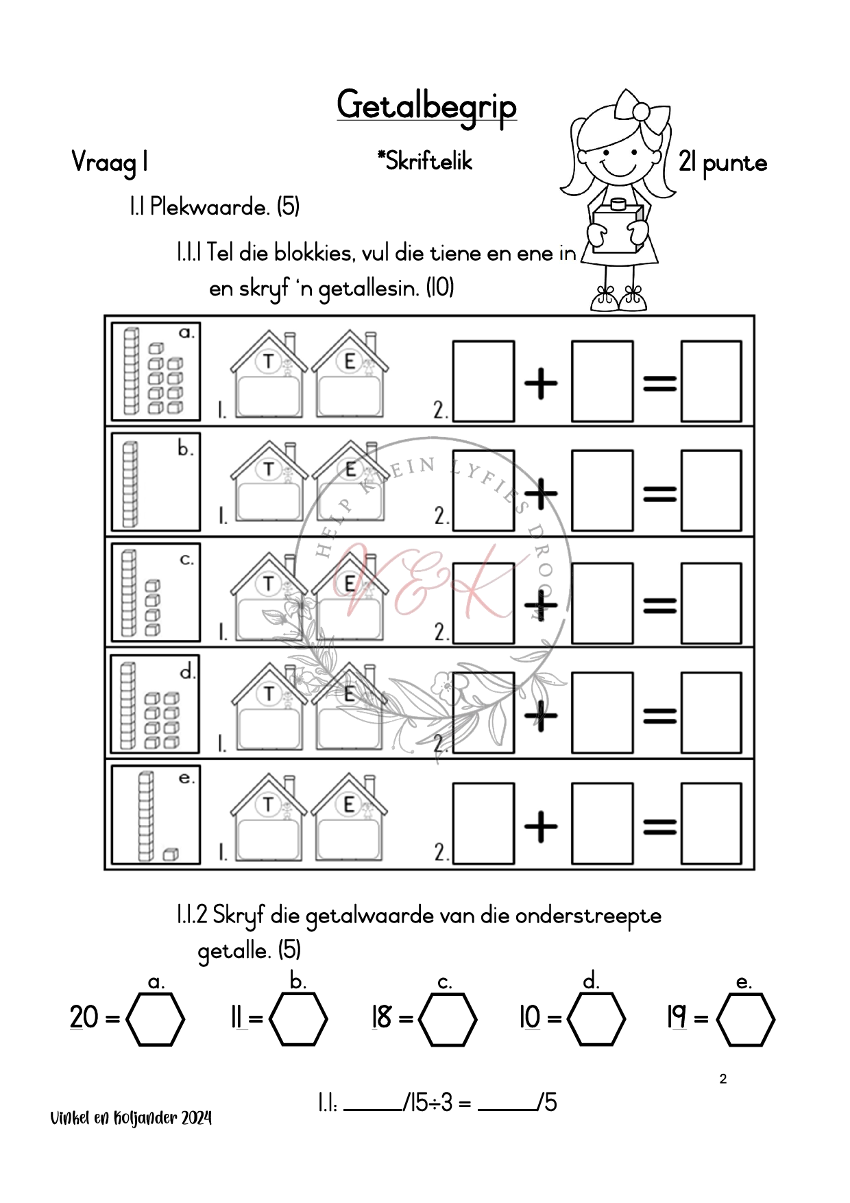 Graad 1 Wiskunde Formle Assesserings Taak Kwartaal 4 2024 - Image 2
