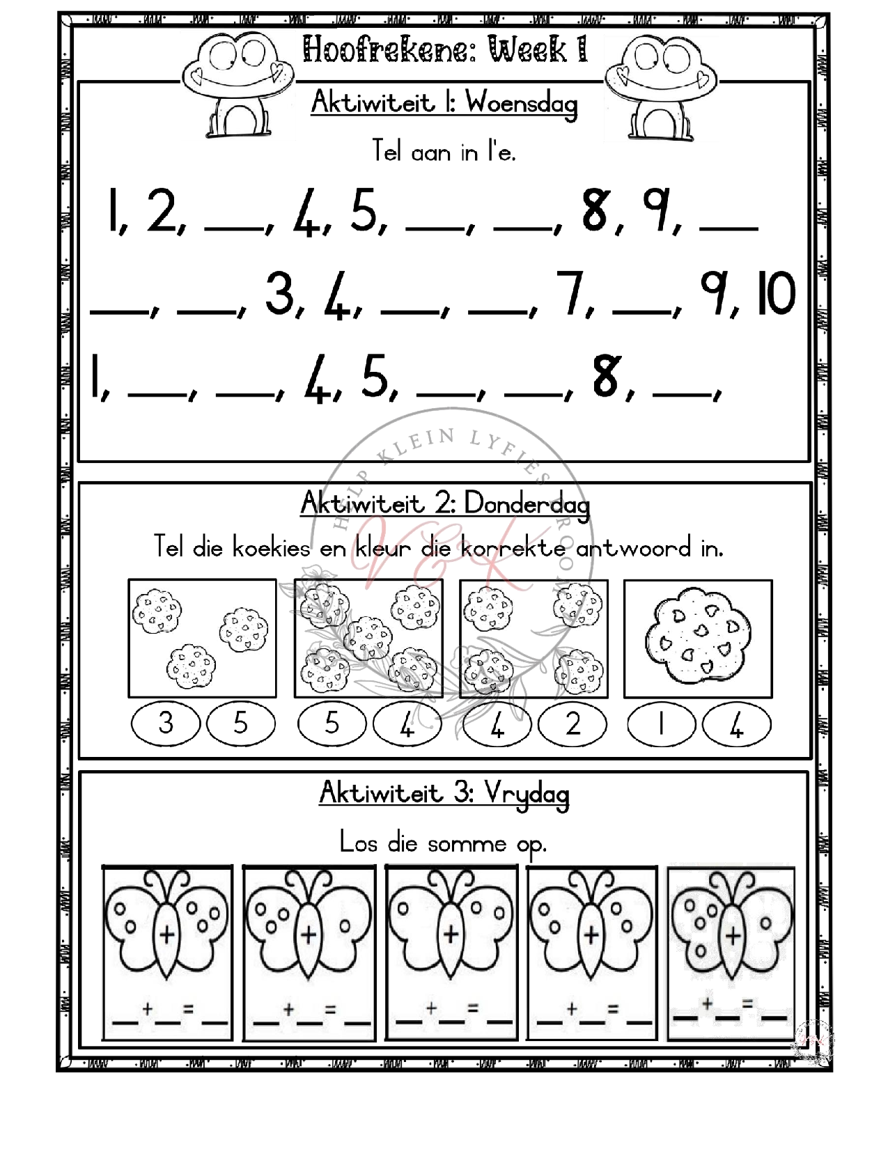 Graad 1 Wiskunde beplanning en Aktiwiteite Kwartaal 1 2024 - Image 2