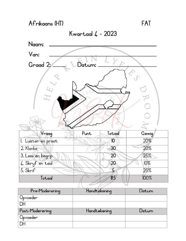 Graad 2 Afrikaans HT Assessering Kwartaal 4 2023
