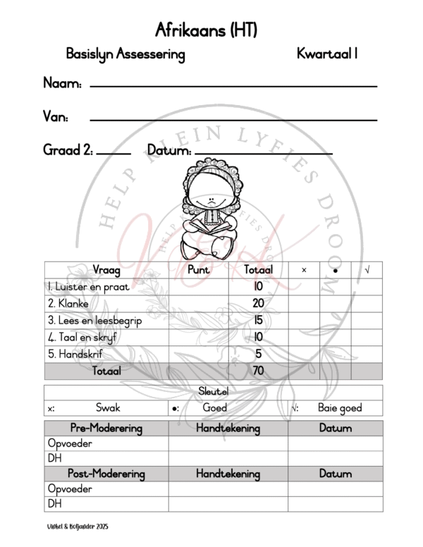 Graad 2 Afrikaans Huis Basislyn Assessering Kwartaal 1 2025