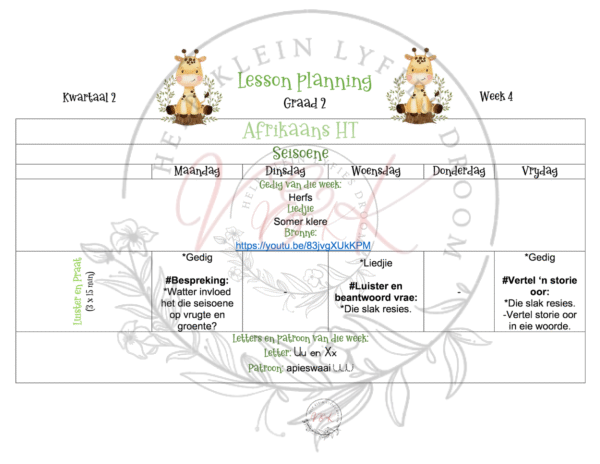 Graad 2 Afrikaans Huistaal Lesbeplanning Kwartaal 2 2024