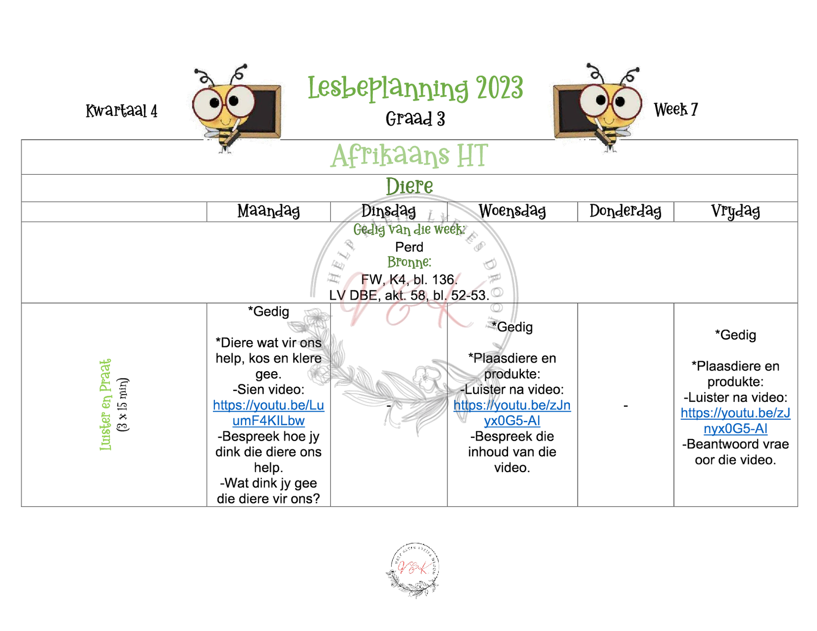 Graad 3 Afrikaans HT Beplanning en Aktiwiteite Kwartaal 4 2023 - Image 4