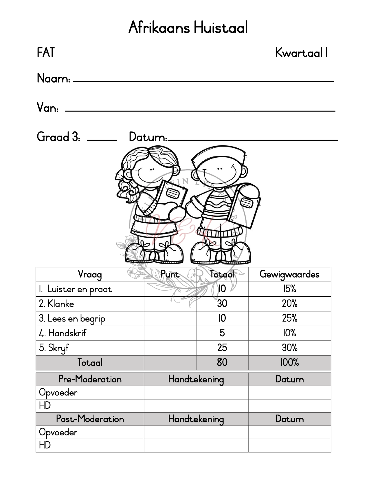 Graad 3 Afrikaans Huistaal Formele Assesserings Taak Kwartaal 1 2025