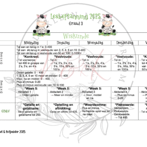 Graad 3 Wiskunde Lesbeplanning Pakket - Kwartaal 2 2025