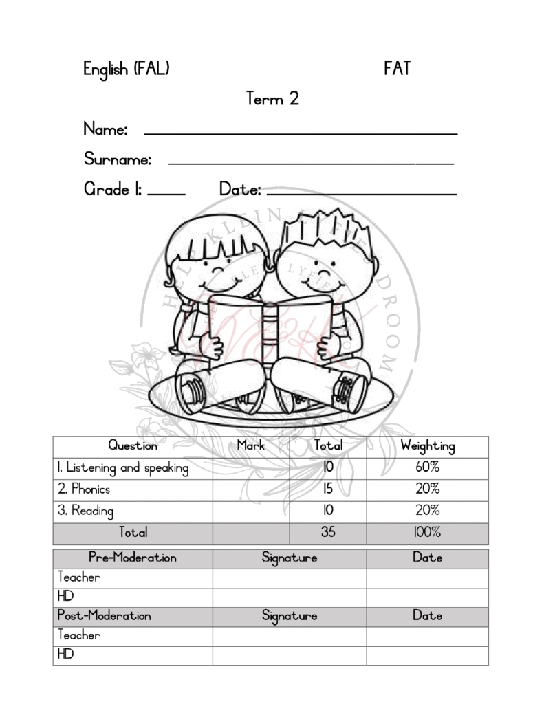 Grade 1 English FAL Assessment Term 2 2024