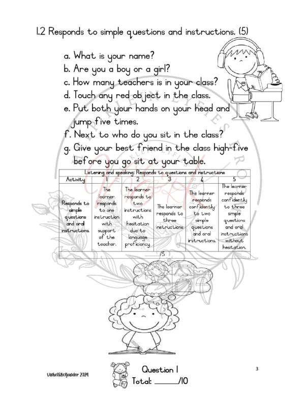 Grade 1 English FAL Assessment Term 2 2024 - Image 3